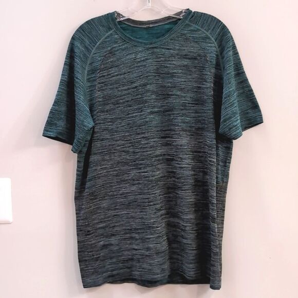 Lululemon Green Black Metal Gradient Vent Tech Short Sleeve Size Large - Picture 1 of 5
